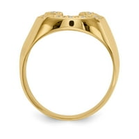 Čvrsta 14K žuta zlatna dijamanta rublja prstena
