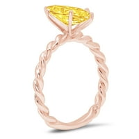 2.0ct Marquise Cut Yellow Simulirani dijamant 18k ružičasto zlato Angažova za angažman prsten veličine