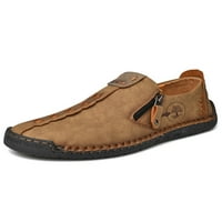 Muškarci Loafers Zipper Flats Poslovne casual cipele muške cipele otporne na klizanje na mokasinu Khaki
