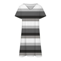 Ženske pruge Print Mini haljina V izrez Haljina kratkih rukava Ležerne prilike labave FIT Plus size