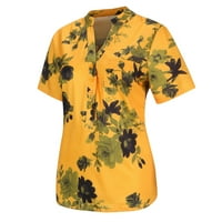 Grafički tinejdžeri za žene za žene moda plus kratka štamparska majica za jednostavnu veličinu majice Top bluza Ženska džepna ženska bluza Žene žute