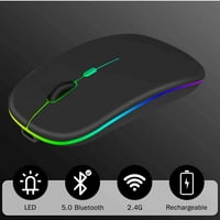 2.4GHz i Bluetooth miš, punjivi bežični LED miš za Samsung Galaxy kompatibilan je i sa TV laptop MAC iPad Pro Computer Tablet Android - Baby Pink