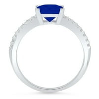 1.66ct Princess Cut simulirani plavi safir 18K bijeli zlatni godišnjica za angažman prsten veličine 9,75