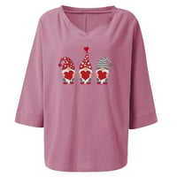 GUBOTARE valentinov za Valentinovo za žene za žene Žene Ljetni dugi ruff ruffble ruffe casual labave majice vrhovi i bluze, ružičasti s