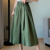 BDFZL Ženske hlače za čišćenje ženskog elastičnog struka Čvrsta boja dvostruki džep široke pantalone za noge haljina zelena slobodna veličina