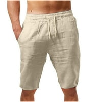 Posteljine kratke hlače velike i visoke, muške posteljine kratke hlače elastične strukske vučne kratke hlače sa džepovima sa džepovima labavi na otvorenom ljetne plaže kratke hlače, mens posteljina kratke hlače