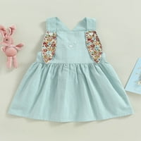Xingqing 1-4 godine godine Uskrsnica TODDLER Baby Girl Haljina Slatka rukava za zeko bez rukava Ljetna odjeća Plava 3- godine