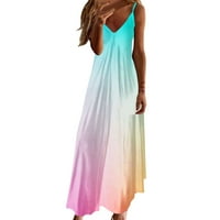 LisingTool sunders haljine za žene modna ljetna plaža tiskana bez rukava maxi haljina Boho cvjetna košulja