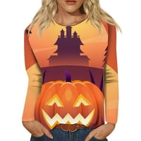 Umitay Ženska modna okrugla vrat dugih rukava zimska ležerna majica Halloween tiskana majica
