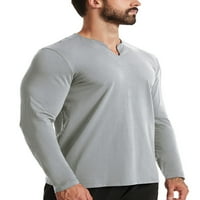 Capreze muns majica Solid boja T košulje dugih rukava modni pulover v izrez TEE svijetlo siva 3xl