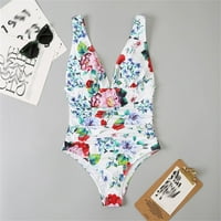 Ženski jedno kupaći kostim cvjetni print dubokim V izrezom kupaći kostim Ruked Tummy Colecting Copci