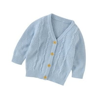 SDGHG Girl Courd Pleted Cardigan, dugi rukav V-izrez s jednim prsanim kaputom, lijepa odjeća za bebe za proljeće i jesen