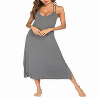 Ženska odjeća za spavanje bez rukava s rukavima V Vrat Noćna haljina Noćna haljina Pajamas Grey 2xl