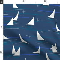 pamučni listovi, kralj set - mornarski plavi nautički jedrilica Mid veck mod ocean jedri Vintage Retro Print posteljina od kašike