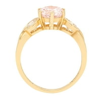 1.72CT okrugli rez ružičasti simulirani dijamant 18k žuti zlatni gravirajući izjavu godišnjica Angažman
