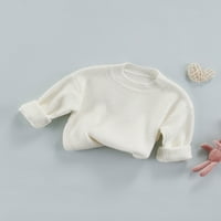 Toddler Baby Girl Boy Prevelirani pleteni džemperi Čvrsti boju posade vrat dugih rukava pulover na vrhu