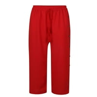 Ženske hlače Elastične tastere na struku PASAZO PANT Ljetne pantalone Boho Crveni 2XL