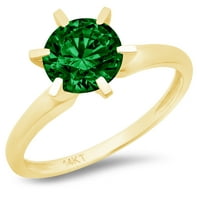 2.5ct okrugli rez zeleni simulirani smaragd 14k žuti zlatni angažman za angažman prsten veličine 7.25