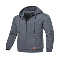 Beiwei Muška dugih rukava s dugim rukavima s džepovima Slim Fit Tunike Zip-up Workhout Hoodie Light