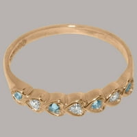 Britanska napravljena 10k Rose Gold Diamond & Aquamarinski prsten Ženski vječni prsten - Opcije veličine