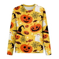 Vrhovi za žene plus veličine s dugih rukava Crewneck Halloween Print majica Loose pulover casual bluza