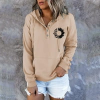 Koaiezne ženske dukseve s dugim rukavima pulover casual gumb Top hoodie dugih rukava modni gornji ženski