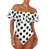 Sksloeg Ženska kupaonica odijela jednoga komisije Tummy Control Ruffle Polka Dot Print plus size kupaći