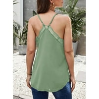 Ljetna košulja, čipka bez rukava špagete remenske remene Elegantne žene Camisole Top za kupovinu svijetlo zelene s
