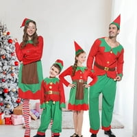 Božićni pokloni Božićni dječak dugih rukava Top i duge hlače Xmas Porodična odjeća Kostim poliester crveni s