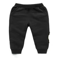 Paille Kids Dno elastične struke pantalone za struku Ravna noga Jogger Pant Fleece Athletic Hlače crne boje