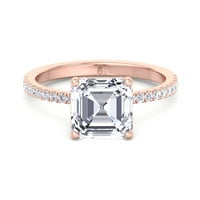 Arizona - Moissite Asscher Cut Lab Diamond Dainty Angažman prsten sa bočnim spomenicima
