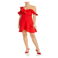 Maxazria Womens Crveno hladno rameni asimetrični izrez Kratki zabava + haljina od 2