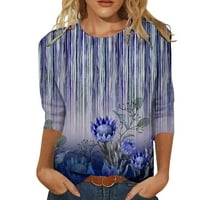 Pimfylm Graphic T majice za žene Ženski kratki rukav okrugli vrat Torp prednji Twist Tunic Tops Casual Loose Frednut Blue 2xl