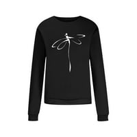 Ženska jesenska modna casual dugih rukava Crewneck Dukserica Zmajnfly Print Duks okrugli izrez Dugi