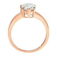 2. CT sjajan krug Clear Clear Simulirani dijamant 18k ružičasto zlato pasijans prsten sz 4.5