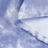 WEFUESD majice s dugim rukavima za žene Ležerne prilike dugih rukava Tors Tie-Dye Ispisana košulja Šifonske gumbe Tors Womens Fashion Blue XXL