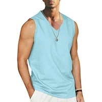 Muška majica klasična puni V vrat pamučni posteljina bez rukava ljetni plažni odmor dnevno trošenje teretane Thirts