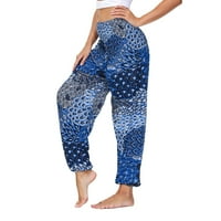 Sportske hlače, žene, cvjetovi ljetne hlače yoga hlače duge labave otiske harem hlače plave 16