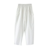 CLLIOS ženske plus veličine Capris hlače Ljeto Visoko struk gaćica s džepovima opuštene fit casual pantalone