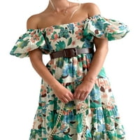 SprifallBaby Žene duge haljine, elegantni kratki rukav s cvijećem s ramenom od skraćenih rukava ljetna