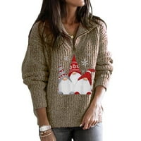 Plus veličine Božićne džempere za žene patentni pulover vrhovi polo v Duks izreza Trendy ogrlica bluza