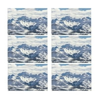 Pejzažni kanadski stijeni planinski skijalište Banff Nacionalni park Placemats Stolni prostirke za trpezariju Kuhinjski stolni ukras, set od 6