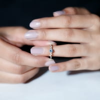 Minimalni prsten za obećanje sa akvamarinom i dijamanom za žene, srebrna srebra, SAD 9.00