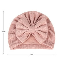 Baby 0-4Y pletena bowknot baggy beanie zimska kapa sata zimska vuna toplo slatka šešir ružičasta