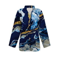 Ženski ljetni vrhovi Žene casual tipke Print majice Dugi rukavi prevelicirani bluze tunike