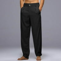 AAYOMET JOGGERS za muškarce muške modne casual pune boje pokušajte prozračivo džep elastične struke hlače velike veličine, crna velika