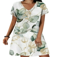 Bomotoo dame majica haljina V izrez Sundress cvjetni tiskani mini haljine casual ljetni leopard print s