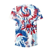 Ženski ljetni dan neovisnosti vrhovi V-izrez grafički grafički print majica Bluza Blusa 3xl