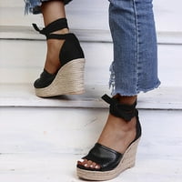 Juebong sandale Žene Modni klinovi Ženski boemski nacionalni stil Otvoreni prsti Ljetne ugodne sandale, crne sandale za djevojčice, veličine 8.5