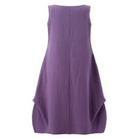 Grianlook Ženske duge haljine Crke Crw Maxi Tank haljine bez rukava ljeto plaža Sundress Ladies Kaftan boemska solidna boja Purple XL